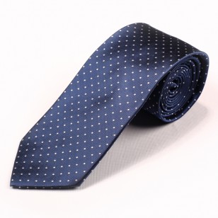 Corbata 100% seda jacquard HOWARDS LONDON,marino con topos blancos